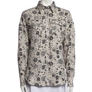 Brunello Cucinelli Black and Cream Floral Shirt